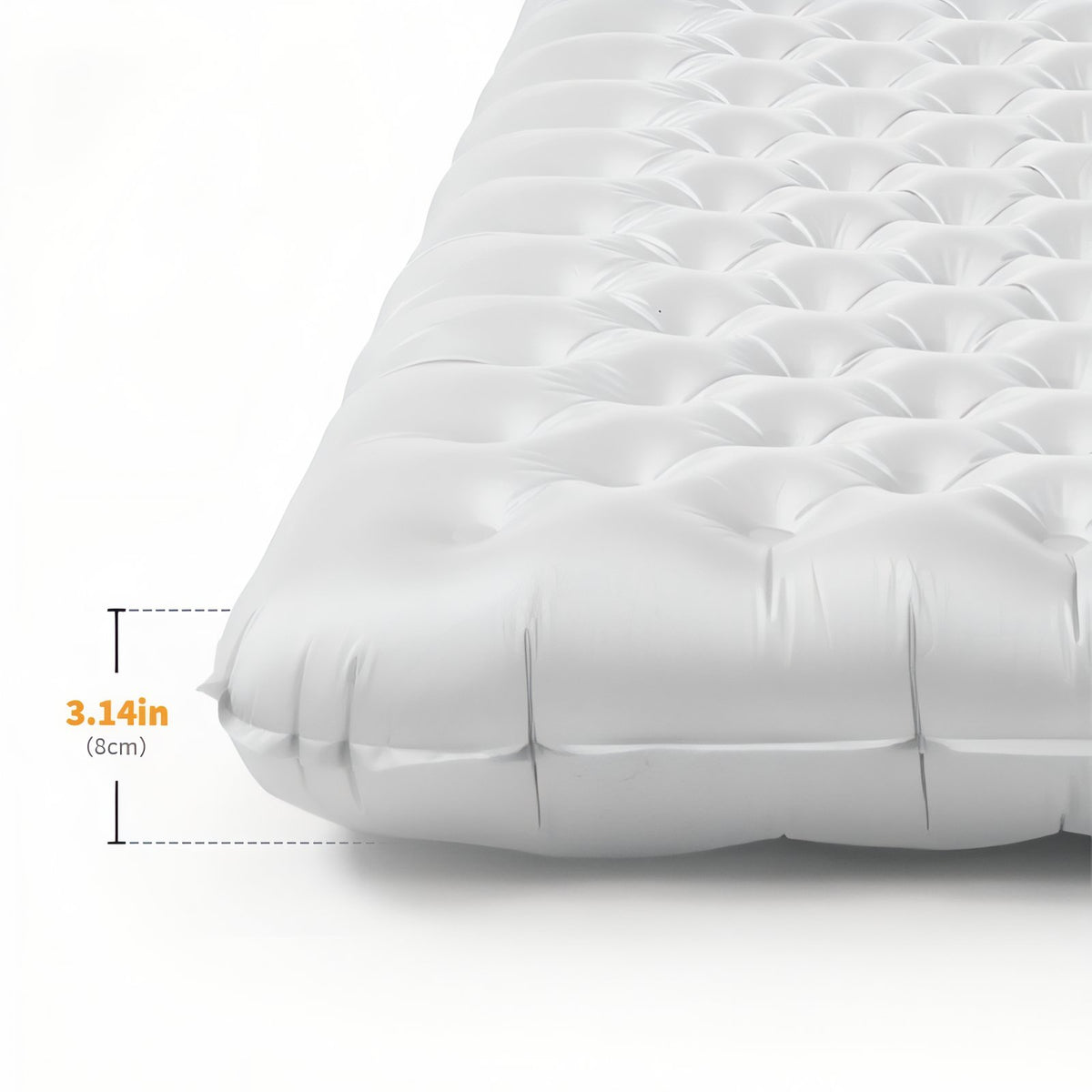 Matelas Gonflable Randonnée Ultra Léger gros plan épaisseur - Beige Sable - Blanc