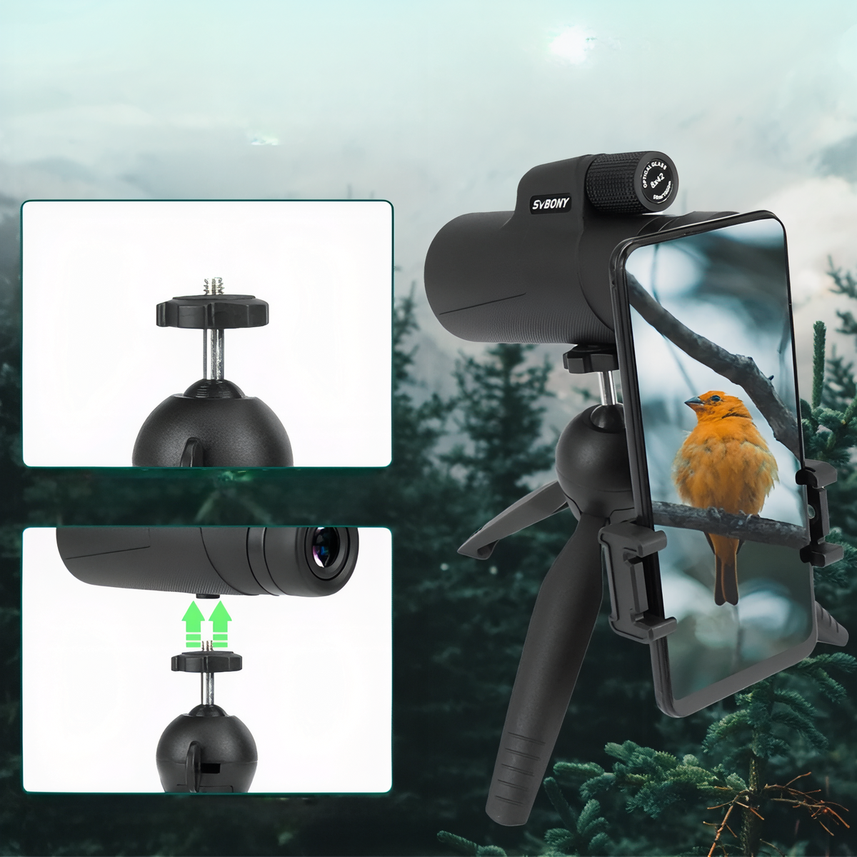 Hiking Monocular close-up tripod mount - 8X42 - 10X42