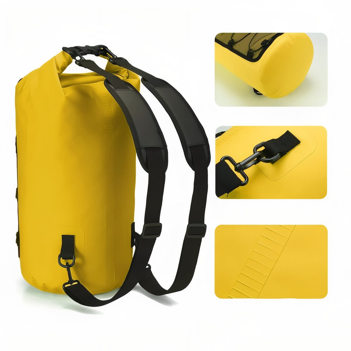 Close-up of Waterproof Hiking Bag with zip closure - Yellow - Green - Black