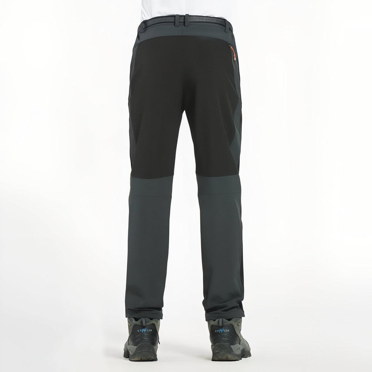 Men's Water-Repellent Hiking Pants back view - Dark Green and Black - Dark Gray and Orange - Black and Orange