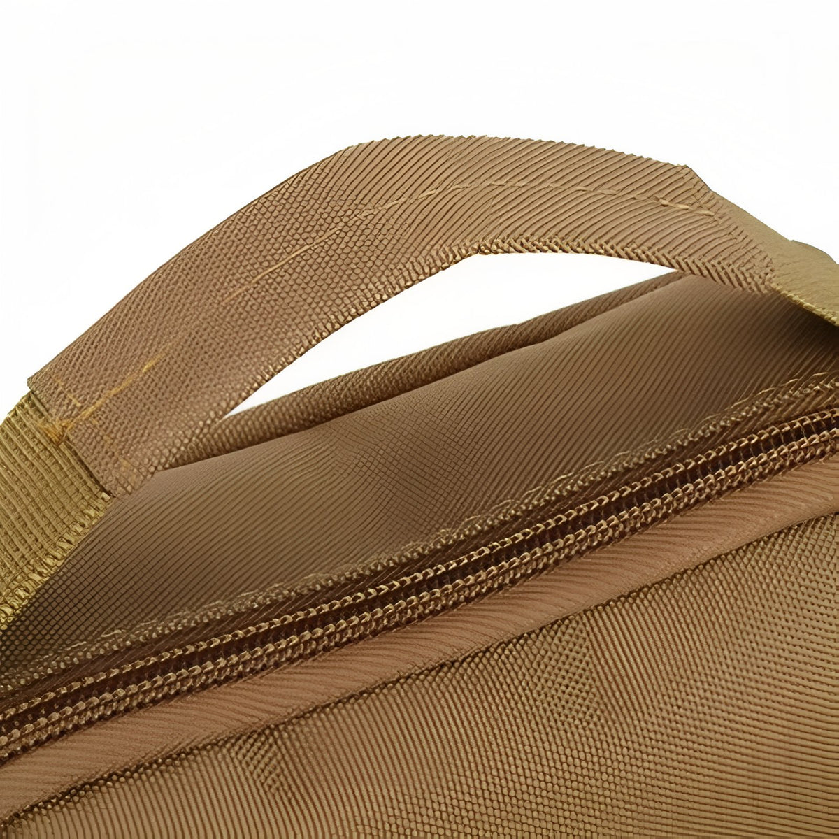 Hiking Shoulder Bag close-up zip closure - Dark Brown - Olive Green - Matte Black
