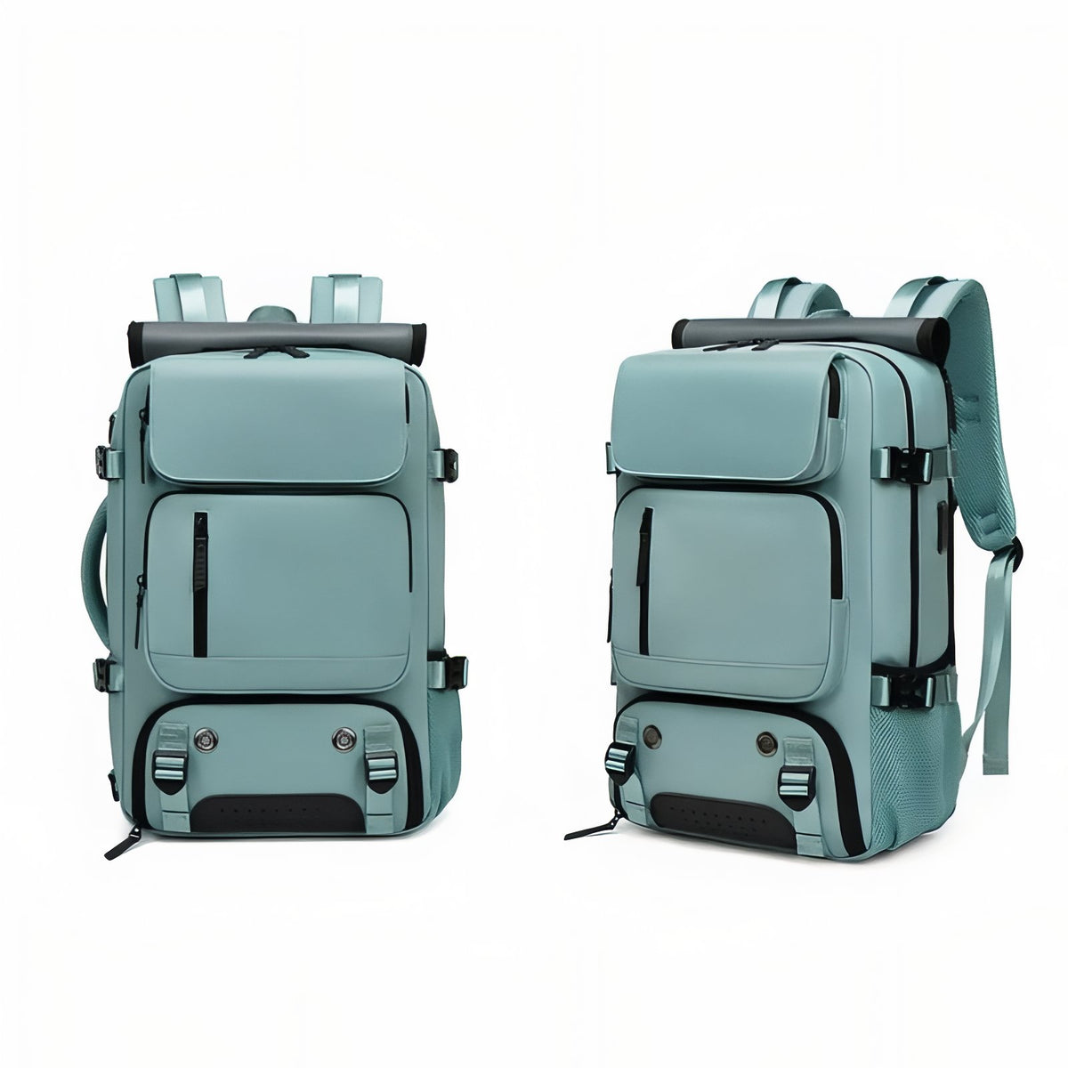 Practical Multi-Compartment Travel Bag front and back view - Turquoise