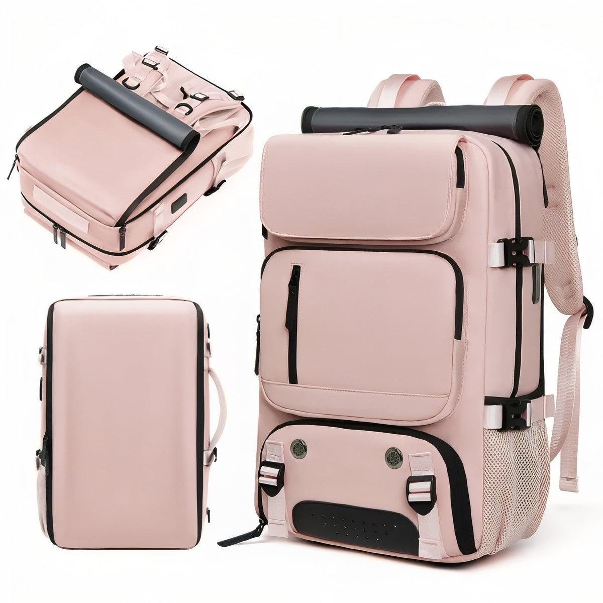 Practical Multi-Compartment Travel Bag three different angles - Pink - Turquoise - Gray - Dark Gray - Army Green - Pastel Green - Teal - Black - Lavender