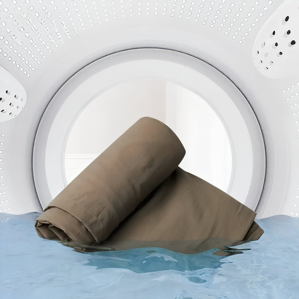 Sleeping Bag Liner rolled in water - Light Grey - Dark Olive - Sand Beige