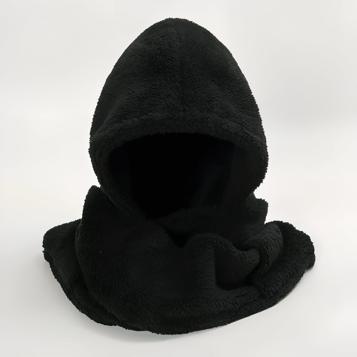 Capuche Echarpe Polaire Femme vue de face - Noir