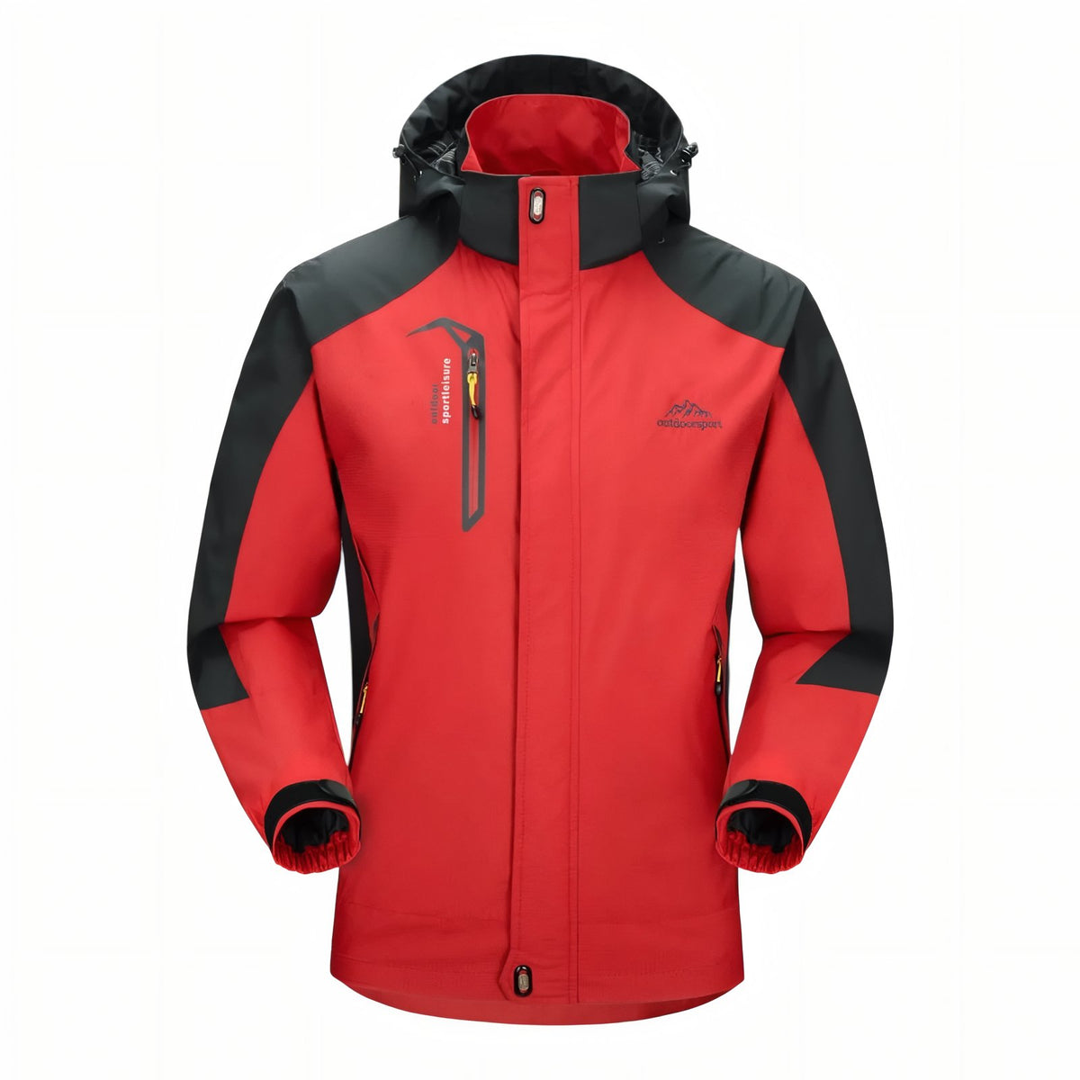 Veste Randonnée Imperméable Respirante Homme - Rouge et Noir