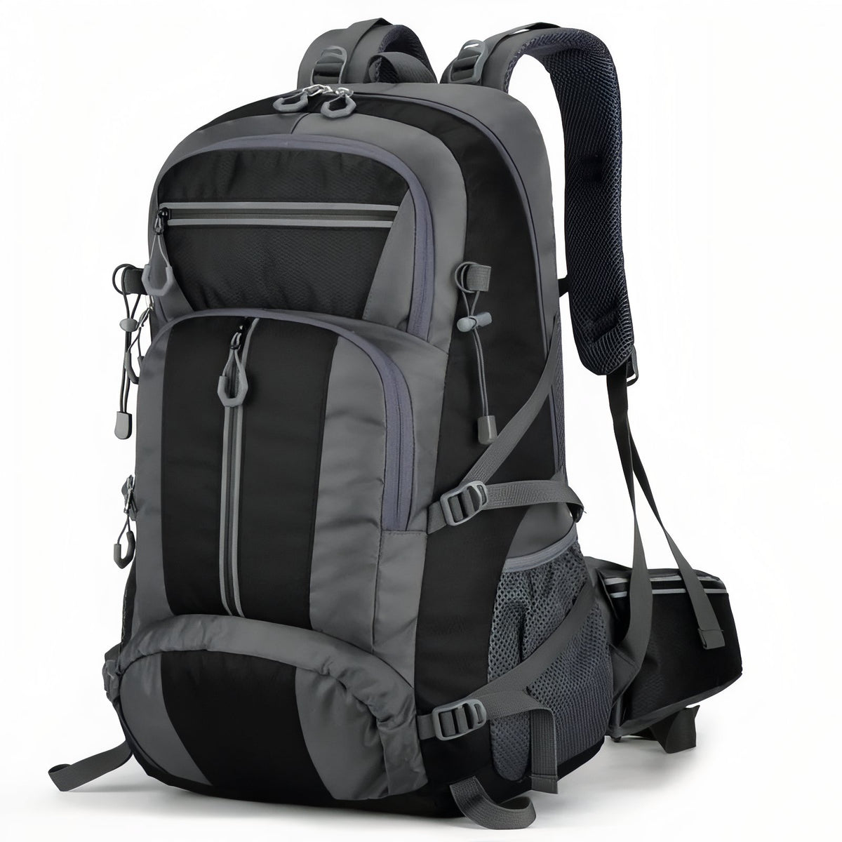 Multi-Pocket Hiking Backpack 55L - Dark Grey and Black