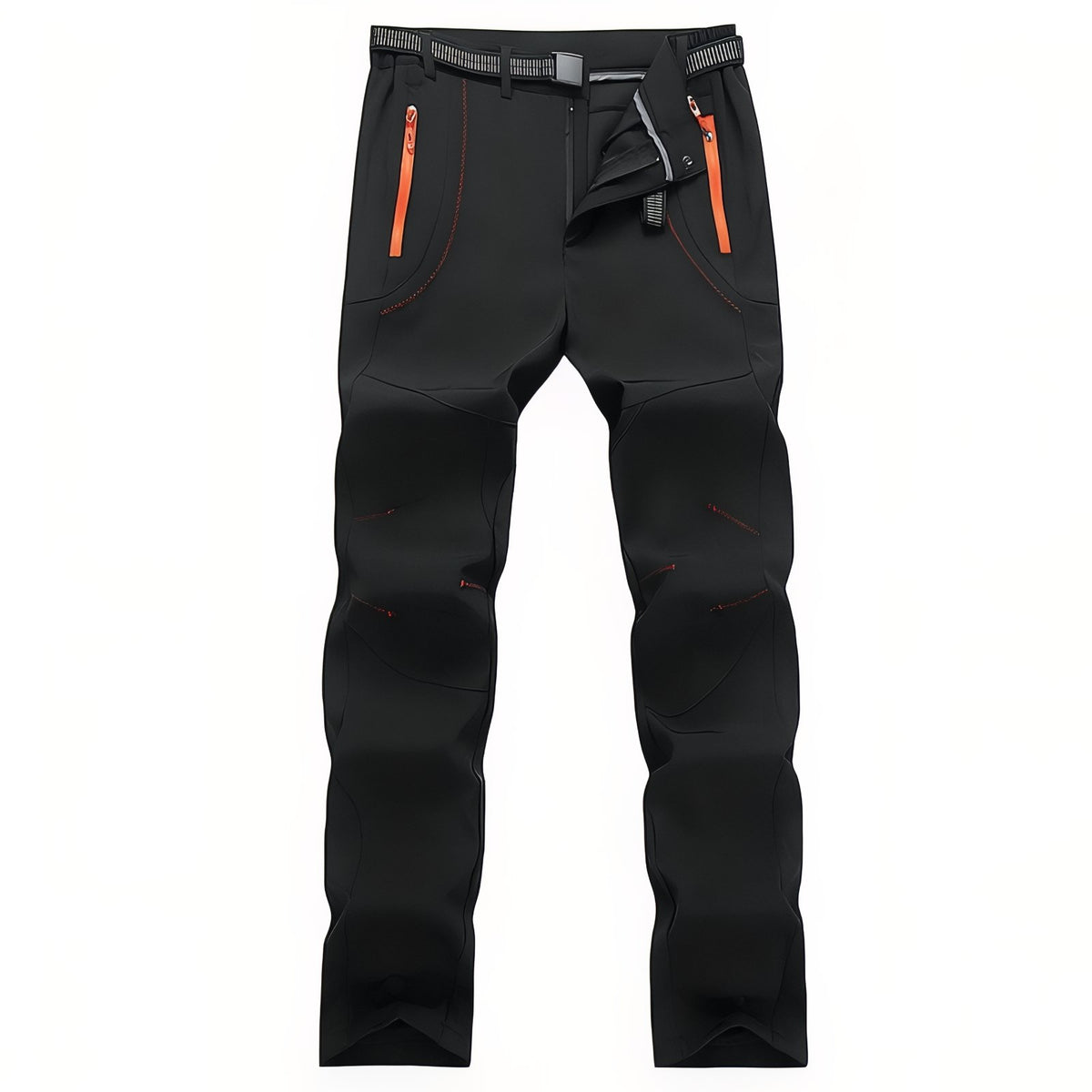 Men's Water-Repellent Hiking Pants - Black and Orange