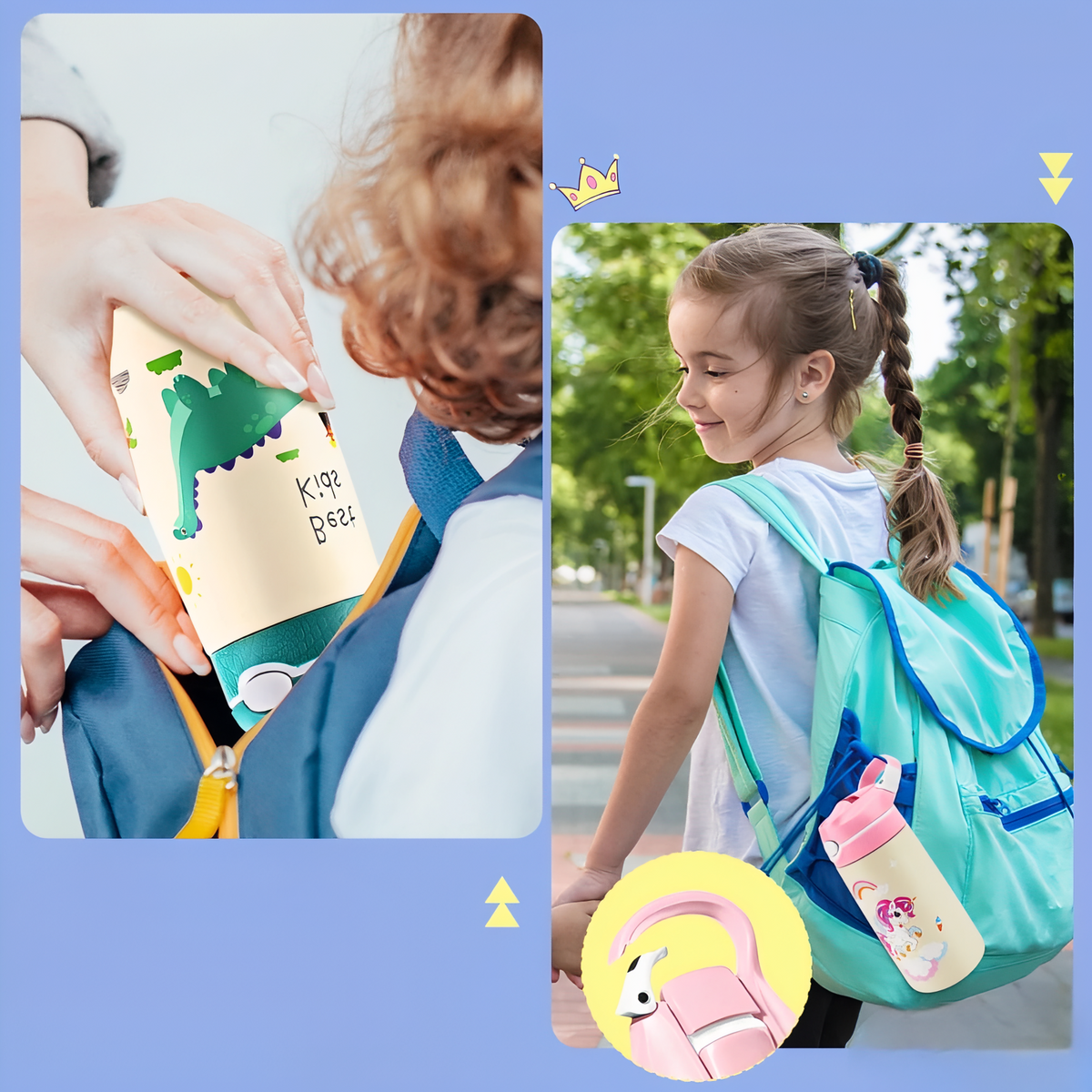 Gourde Enfant Licorne 400ML mise en situation enfant - Licorne 1 - Licorne 2