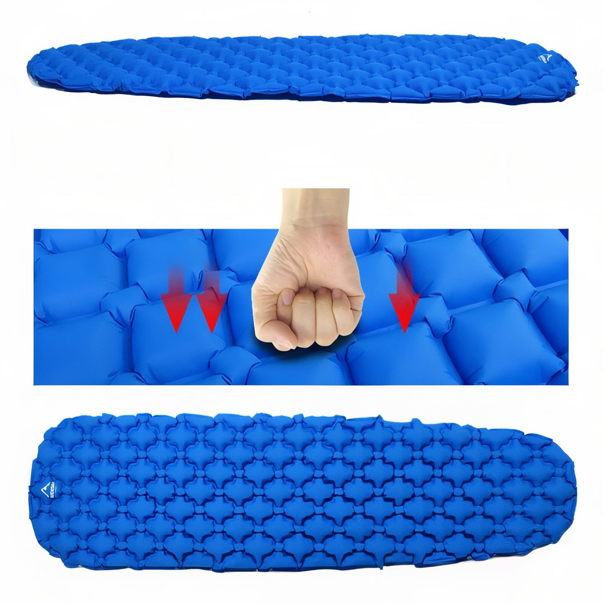 Matelas Gonflable 1 Personne Randonnée gros plan texture matelas - Bleu Ciel - Vert Foncé - Orange Fluo - Bleu Marine