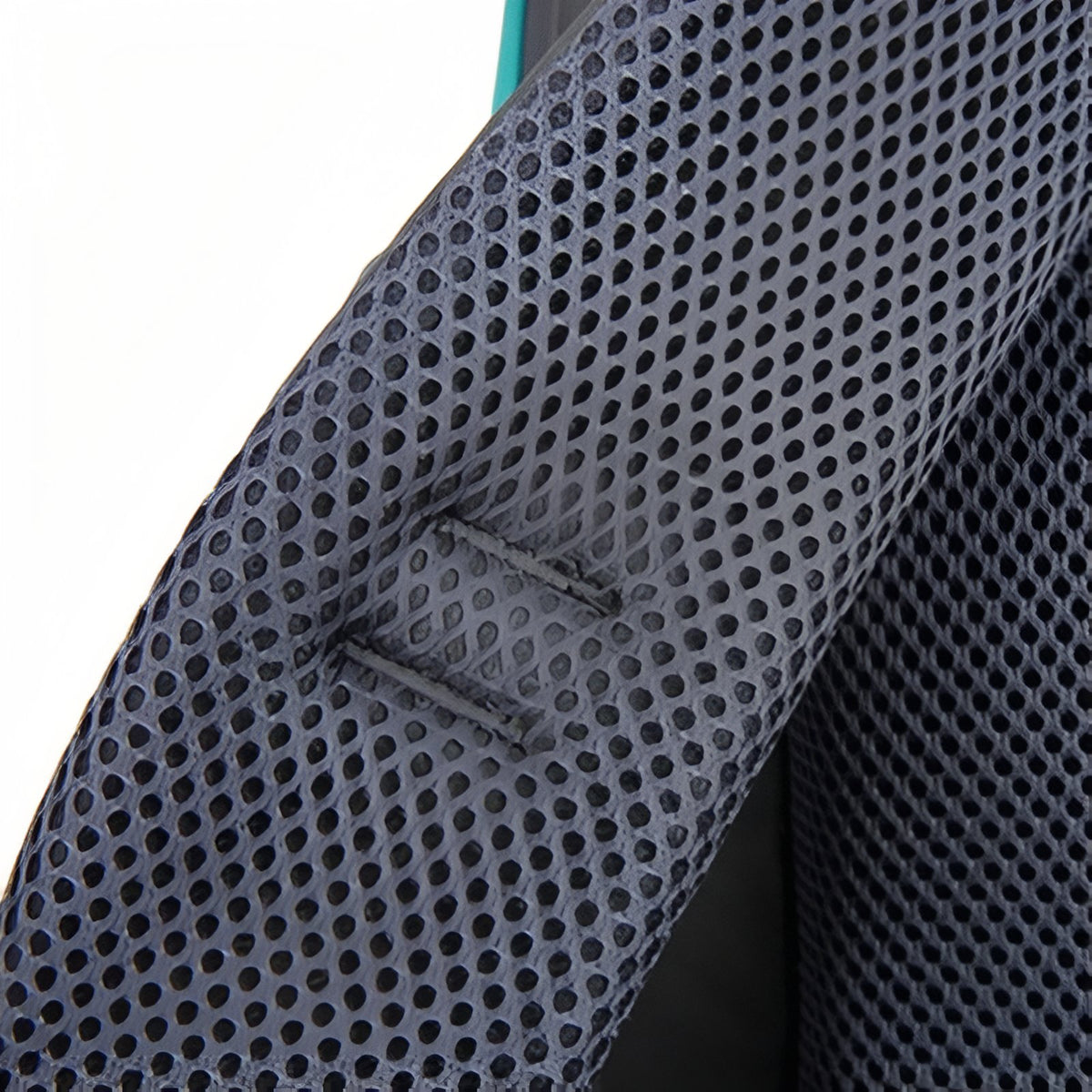 Close-up of Multi-Pocket Hiking Backpack 55L mesh material - Turquoise and Gray - Dark Gray and Black - Dark Gray and Navy Blue - Deep Black - Orange and Gray
